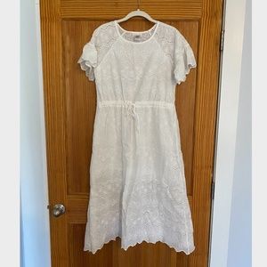 MAIN STRIP White Eyelet Midi Dress